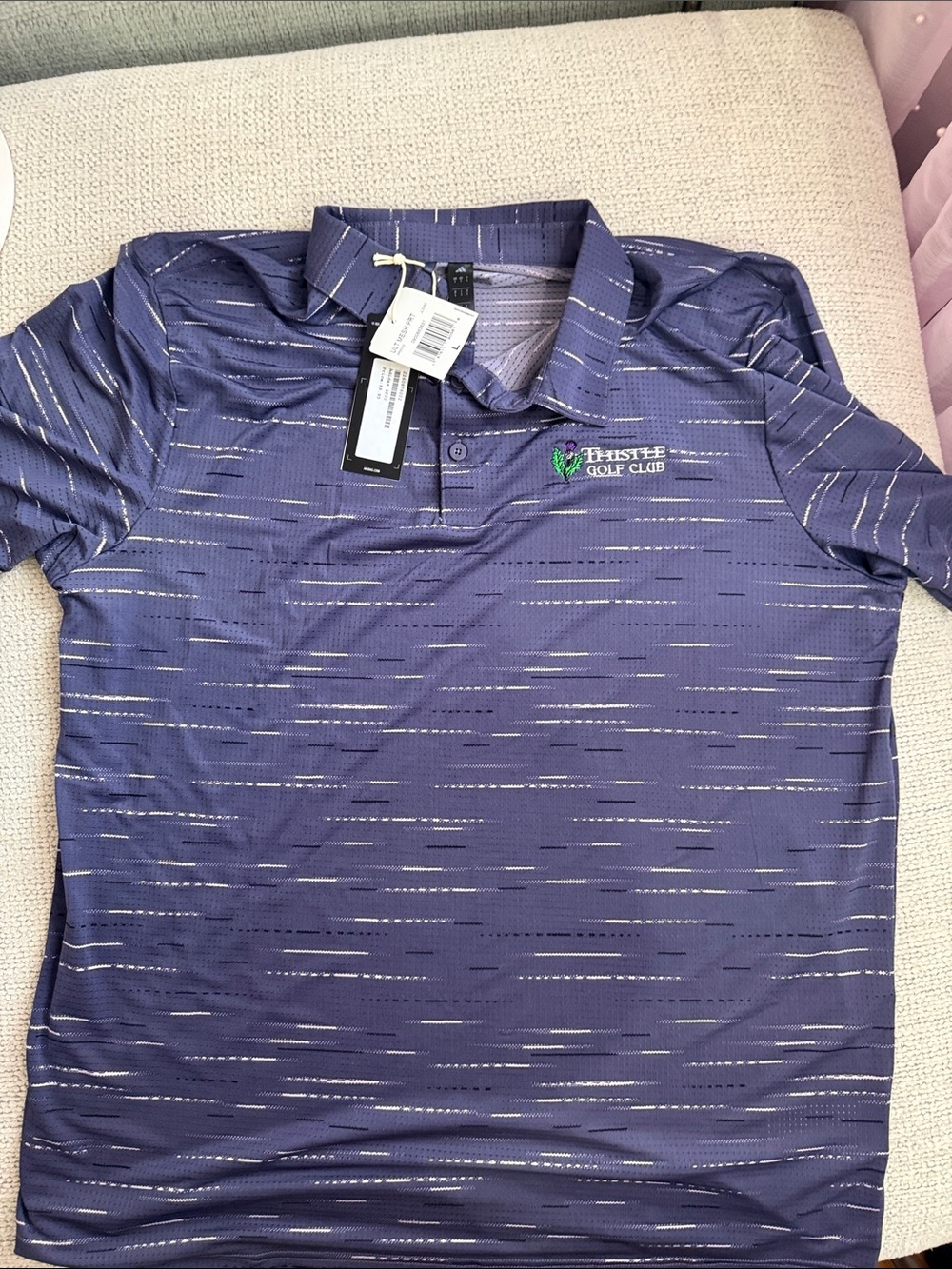 adidas Purple Striped Golf Polo